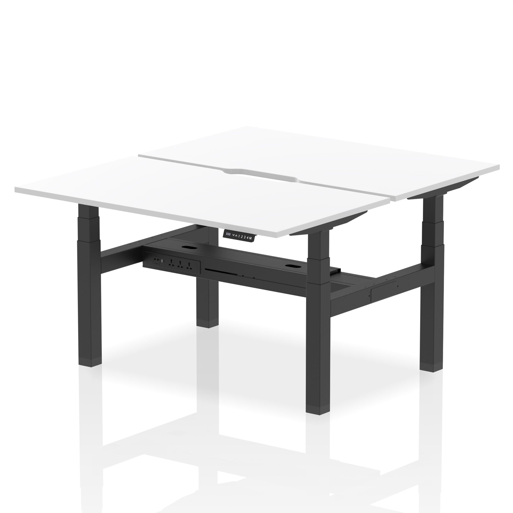 Air Back-to-Back Scalloped Edge Height Adjustable Bench Desk - 2 Person dynamic  Desk Top  White Width 140cm