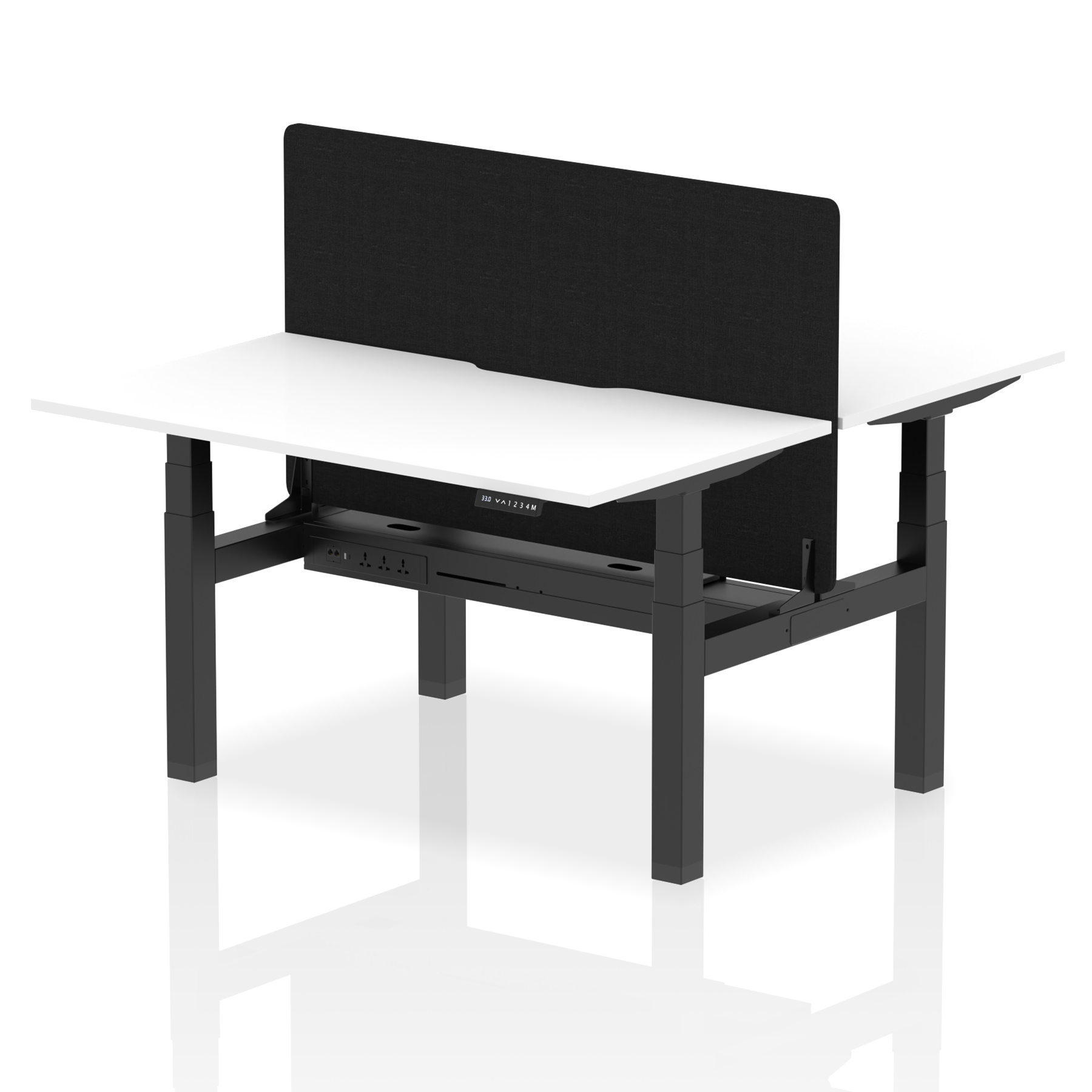 Air Back-to-Back curve Edge Height Adjustable Bench Desk - 2 Person Black Screen dynamic  Desk Top  White Width 140cm