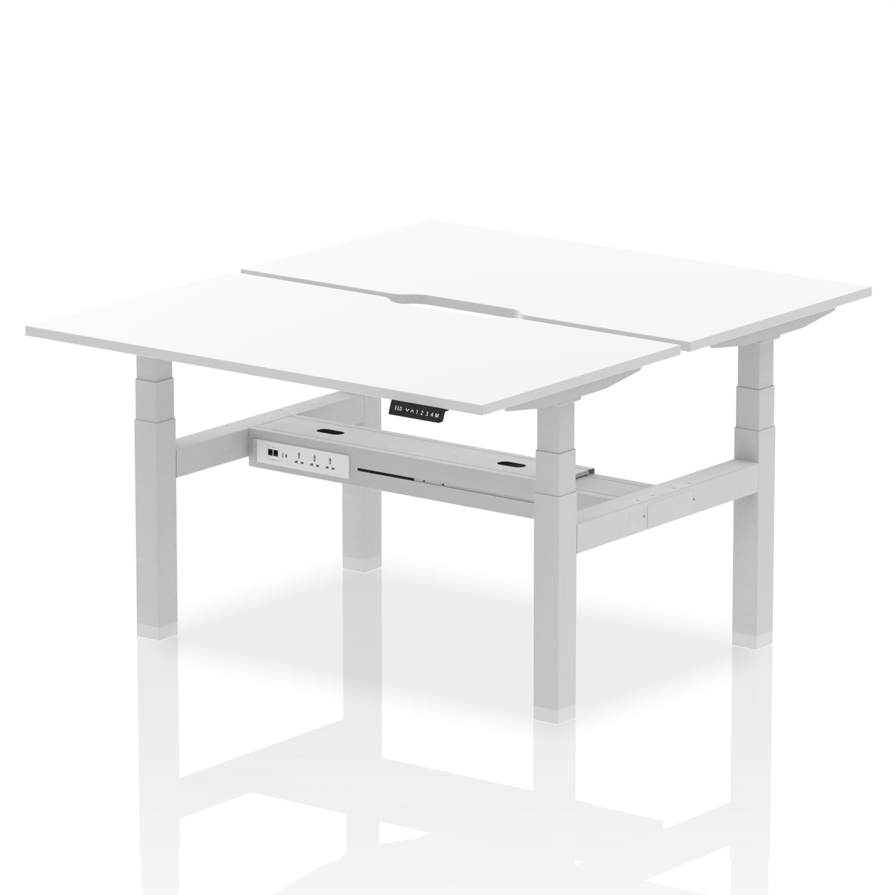 Air Back-to-Back Scalloped Edge Height Adjustable Bench Desk - 2 Person dynamic  Desk Top  White Width 140cm