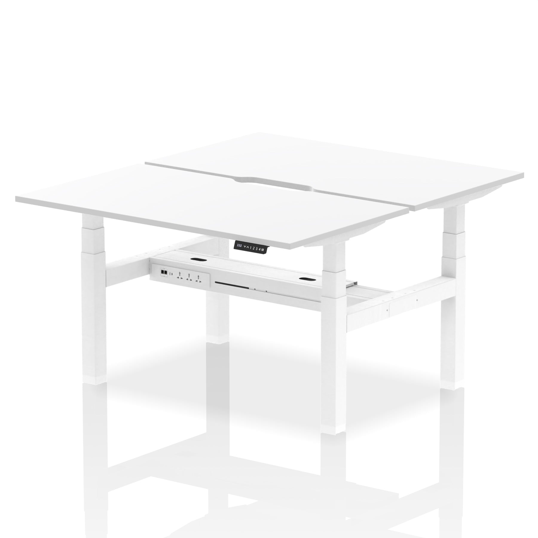 Air Back-to-Back Scalloped Edge Height Adjustable Bench Desk - 2 Person dynamic  Desk Top  White Width 140cm