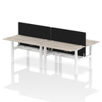 Air Back-to-Back Height Adjustable Bench Desk - 4 Person Black Screen dynamic  Desk Top  Grey Oak Width 140cm