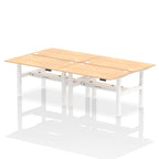 Air Back-to-Back Height Adjustable Bench Desk - 4 Person dynamic  Desk Top  Maple Width 140cm