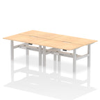 Air Back-to-Back Scalloped Edge Height Adjustable Bench Desk - 4 Person dynamic  Desk Top  Maple Width 140cm