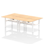 Air Back-to-Back Scalloped Edge Height Adjustable Bench Desk - 4 Person dynamic  Desk Top  Maple Width 140cm