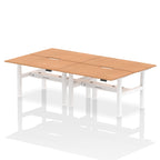 Air Back-to-Back Scalloped Edge Height Adjustable Bench Desk - 4 Person dynamic  Desk Top  Oak Width 140cm
