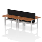 Air Back-to-Back Height Adjustable Bench Desk - 4 Person Black Screen dynamic  Desk Top  Walnut Width 140cm