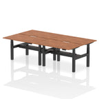 Air Back-to-Back Scalloped Edge Height Adjustable Bench Desk - 4 Person dynamic  Desk Top  Walnut Width 140cm