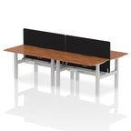 Air Back-to-Back curve Edge Height Adjustable Bench Desk - 4 Person Black Screen dynamic  Desk Top  Walnut Width 140cm