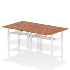 Air Back-to-Back Scalloped Edge Height Adjustable Bench Desk - 4 Person dynamic  Desk Top  Walnut Width 140cm