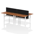 Air Back-to-Back curve Edge Height Adjustable Bench Desk - 4 Person Black Screen dynamic  Desk Top  Walnut Width 140cm