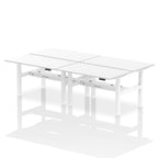 Air Back-to-Back Height Adjustable Bench Desk - 4 Person dynamic  Desk Top  White Width 140cm