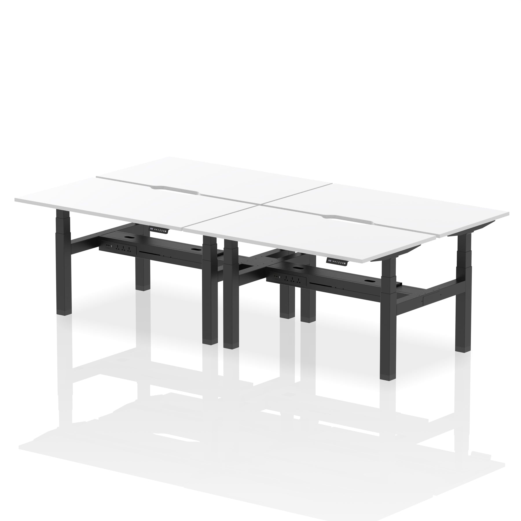 Air Back-to-Back Scalloped Edge Height Adjustable Bench Desk - 4 Person dynamic  Desk Top  White Width 140cm