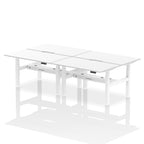 Air Back-to-Back Scalloped Edge Height Adjustable Bench Desk - 4 Person dynamic  Desk Top  White Width 140cm