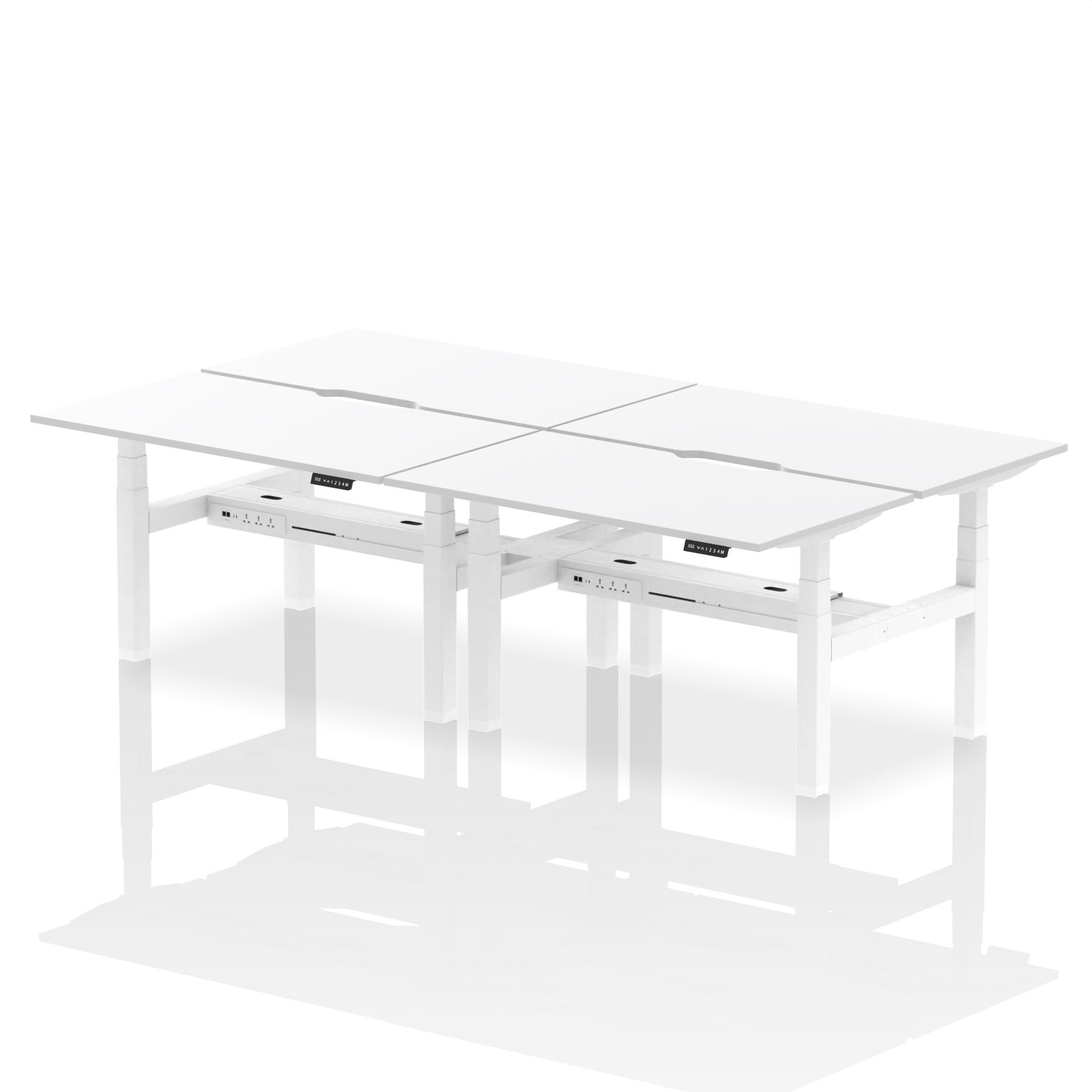Air Back-to-Back Scalloped Edge Height Adjustable Bench Desk - 4 Person dynamic  Desk Top  White Width 140cm