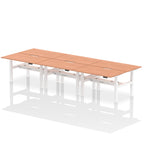 Air Back-to-Back Scalloped Edge Height Adjustable Bench Desk - 6 Person dynamic  Desk Top  Beech Width 140cm