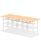 Air Back-to-Back Height Adjustable Bench Desk - 6 Person dynamic  Maple Black Frame
