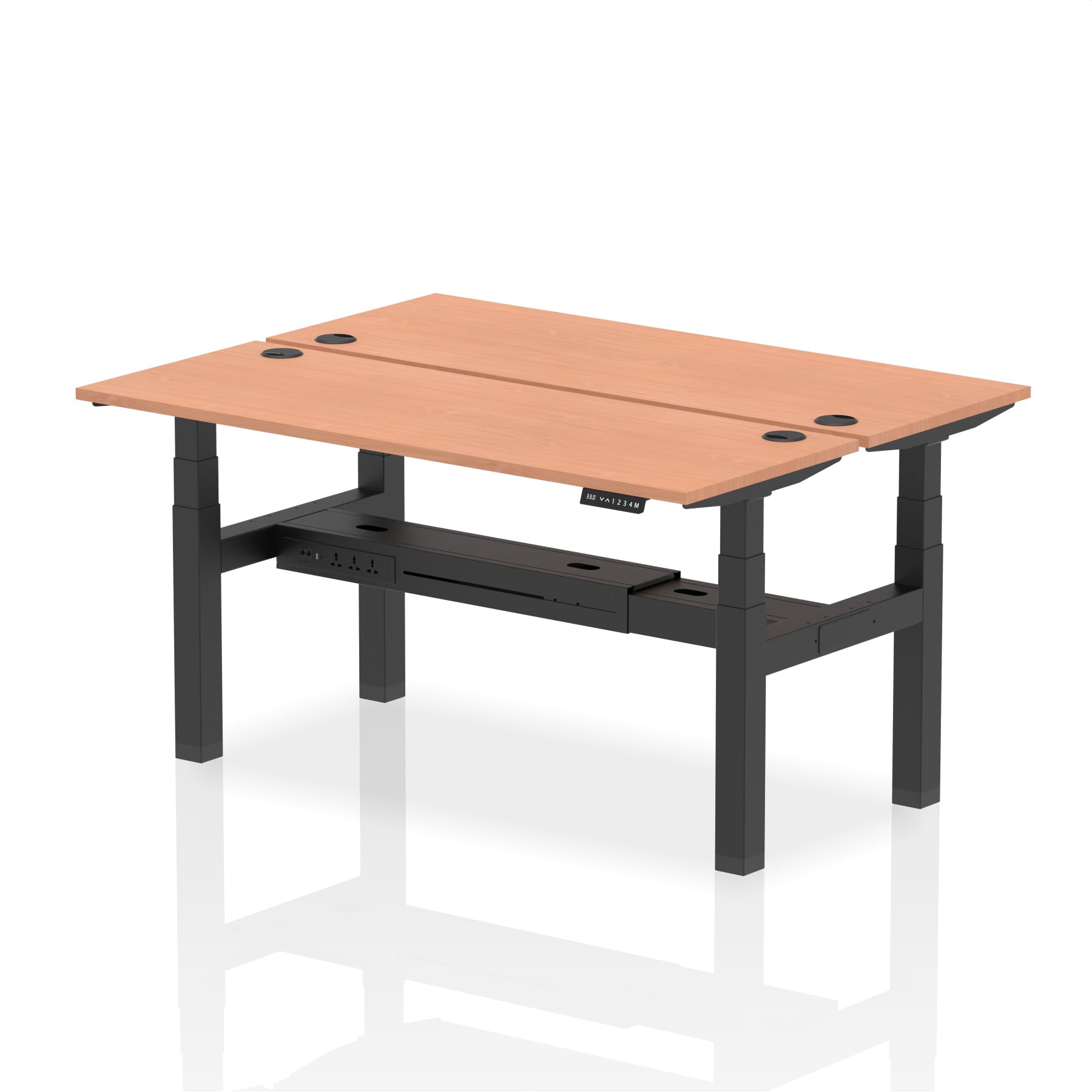 Air Back-to-Back Slimline Height Adjustable Bench Desk - 2 Person dynamic  Desk Top  Beech Width 160cm