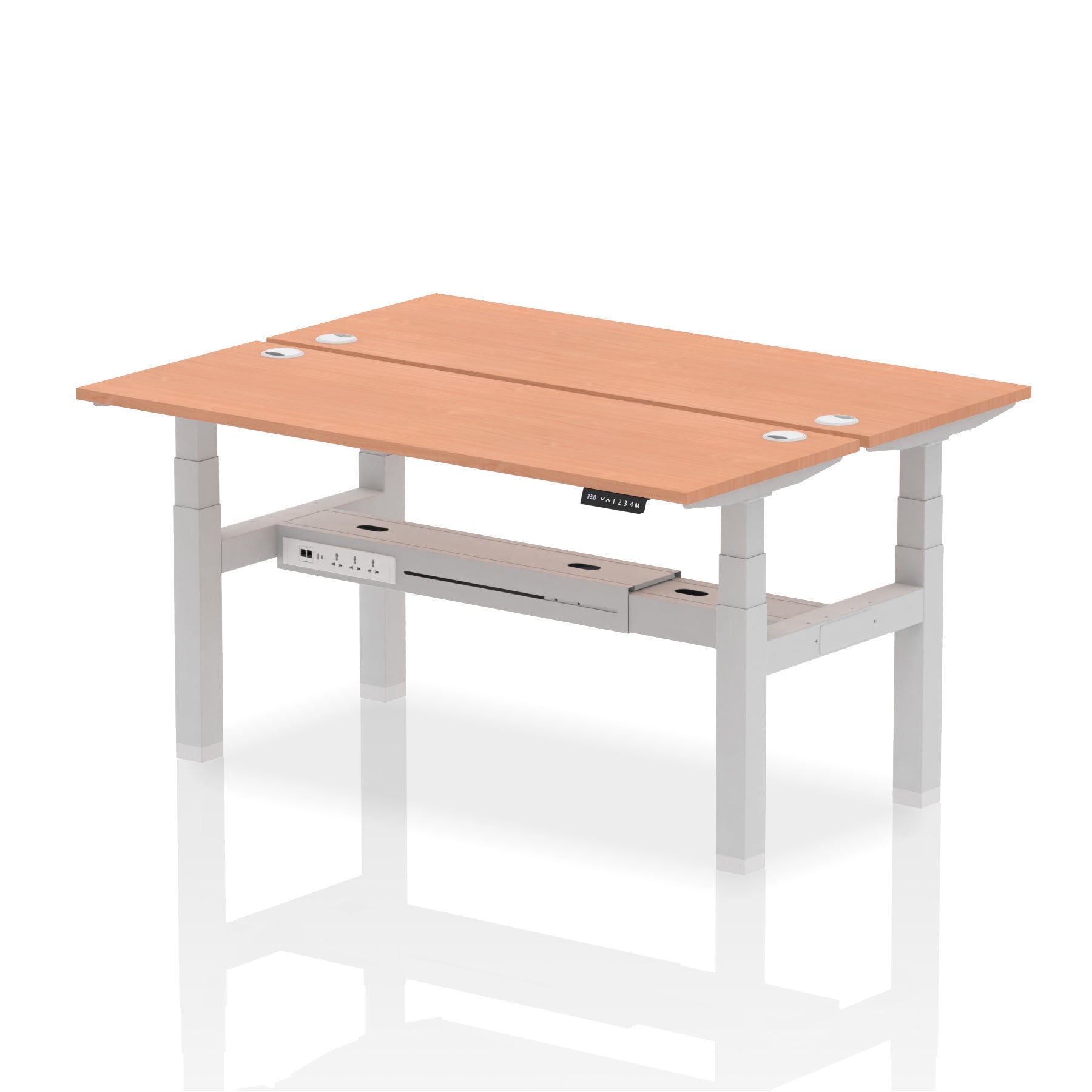 Air Back-to-Back Slimline Height Adjustable Bench Desk - 2 Person dynamic  Desk Top  Beech Width 160cm