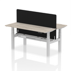 Air Back-to-Back Height Adjustable Bench Desk - 2 Person Black Screen dynamic  Desk Top  Grey Oak Width 160cm