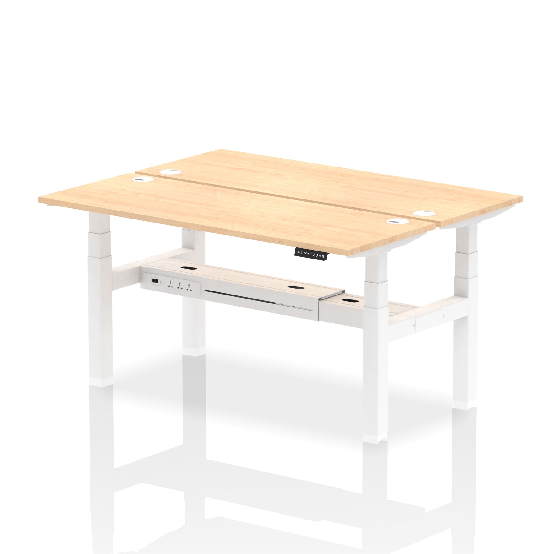 Air Back-to-Back Slimline Height Adjustable Bench Desk - 2 Person dynamic  Desk Top  Maple Width 160cm