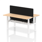 Air Back-to-Back Height Adjustable Bench Desk - 2 Person Black Screen dynamic  Desk Top  Maple Width 160cm