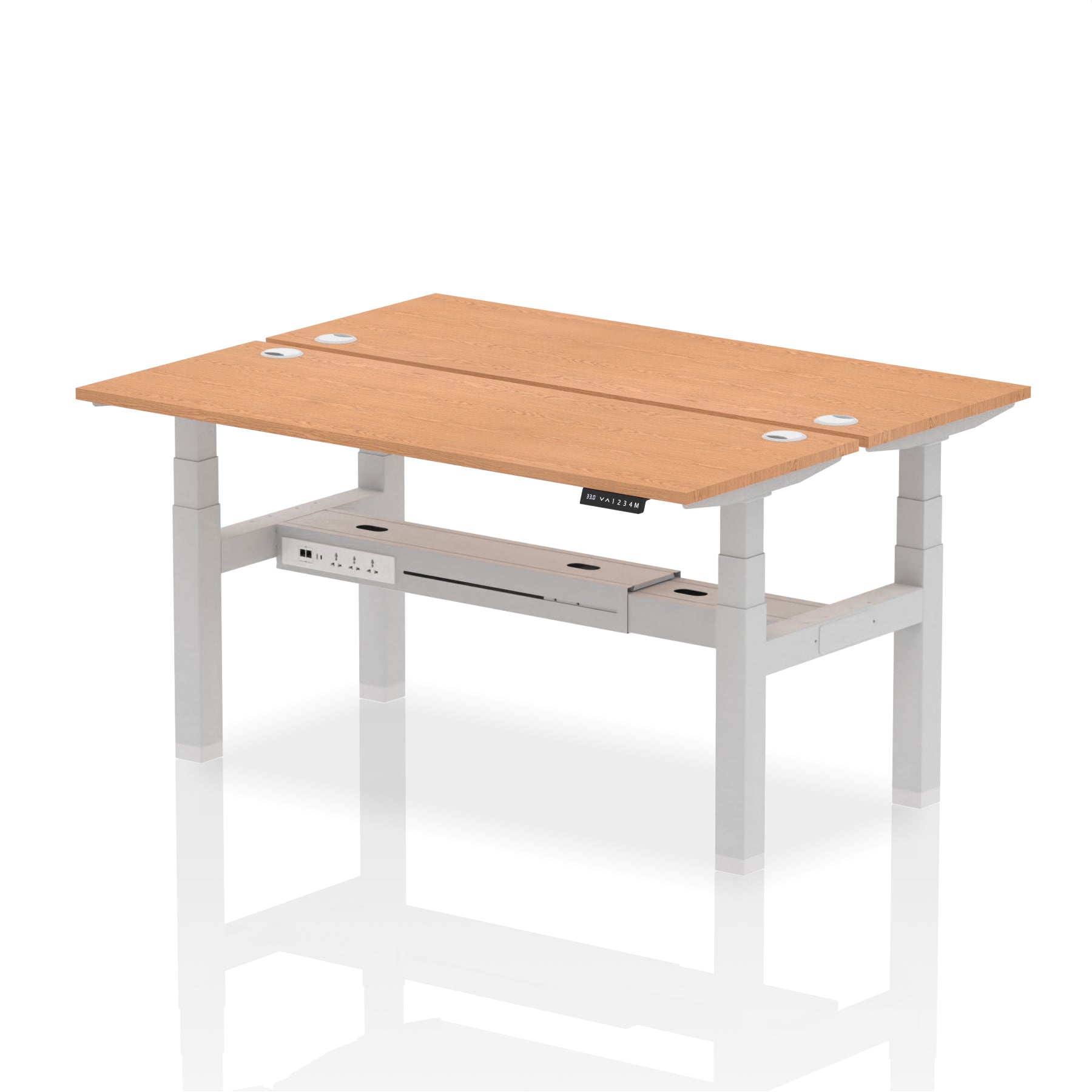 Air Back-to-Back Slimline Height Adjustable Bench Desk - 2 Person dynamic  Desk Top  Oak Width 160cm