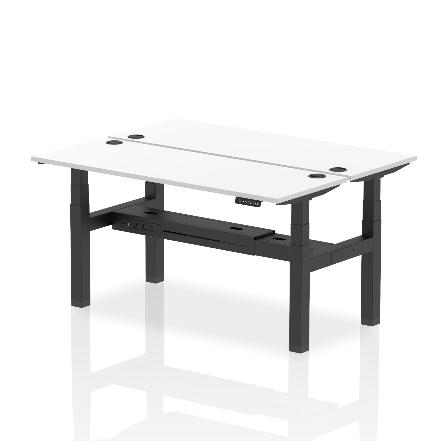 Air Back-to-Back Slimline Height Adjustable Bench Desk - 2 Person dynamic  Desk Top  White Width 160cm