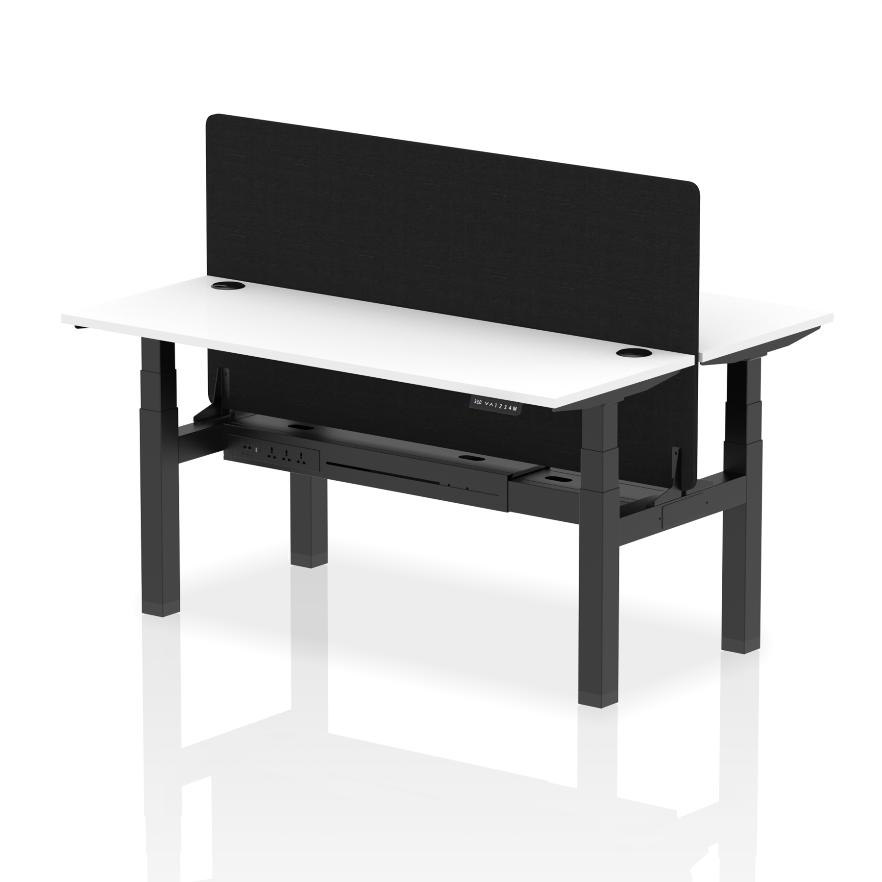 Air Back-to-Back Height Adjustable Bench Desk - 2 Person Black Screen dynamic  Desk Top  White Width 160cm