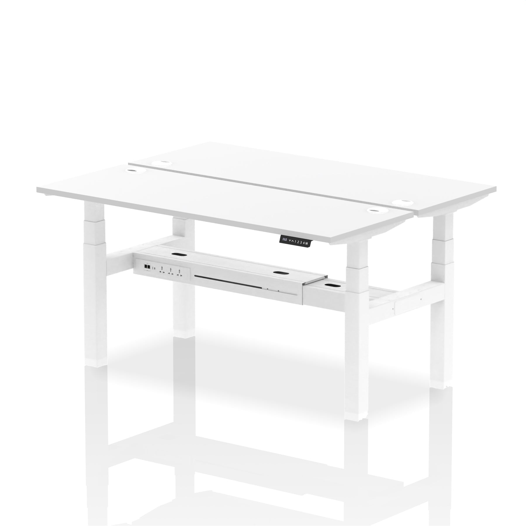Air Back-to-Back Slimline Height Adjustable Bench Desk - 2 Person dynamic  Desk Top  White Width 160cm