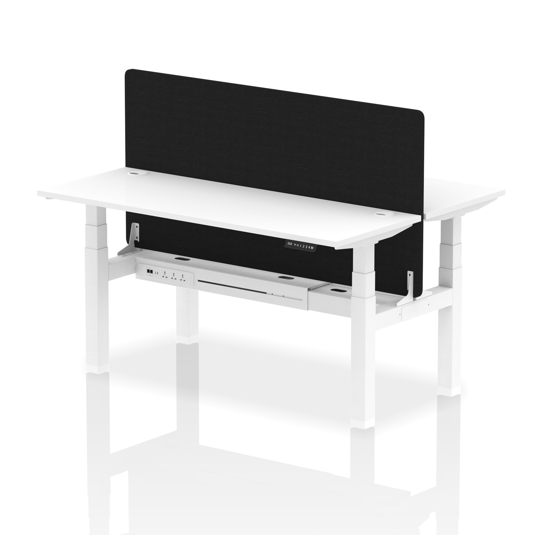 Air Back-to-Back Height Adjustable Bench Desk - 2 Person Black Screen dynamic  Desk Top  White Width 160cm