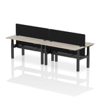 Air Back-to-Back Height Adjustable Bench Desk - 4 Person Black Screen dynamic  Desk Top  Grey Oak Width 160cm