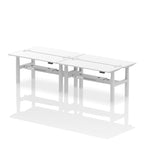 Air Back-to-Back Slimline Height Adjustable Bench Desk - 4 Person dynamic  Desk Top  White Width 160cm