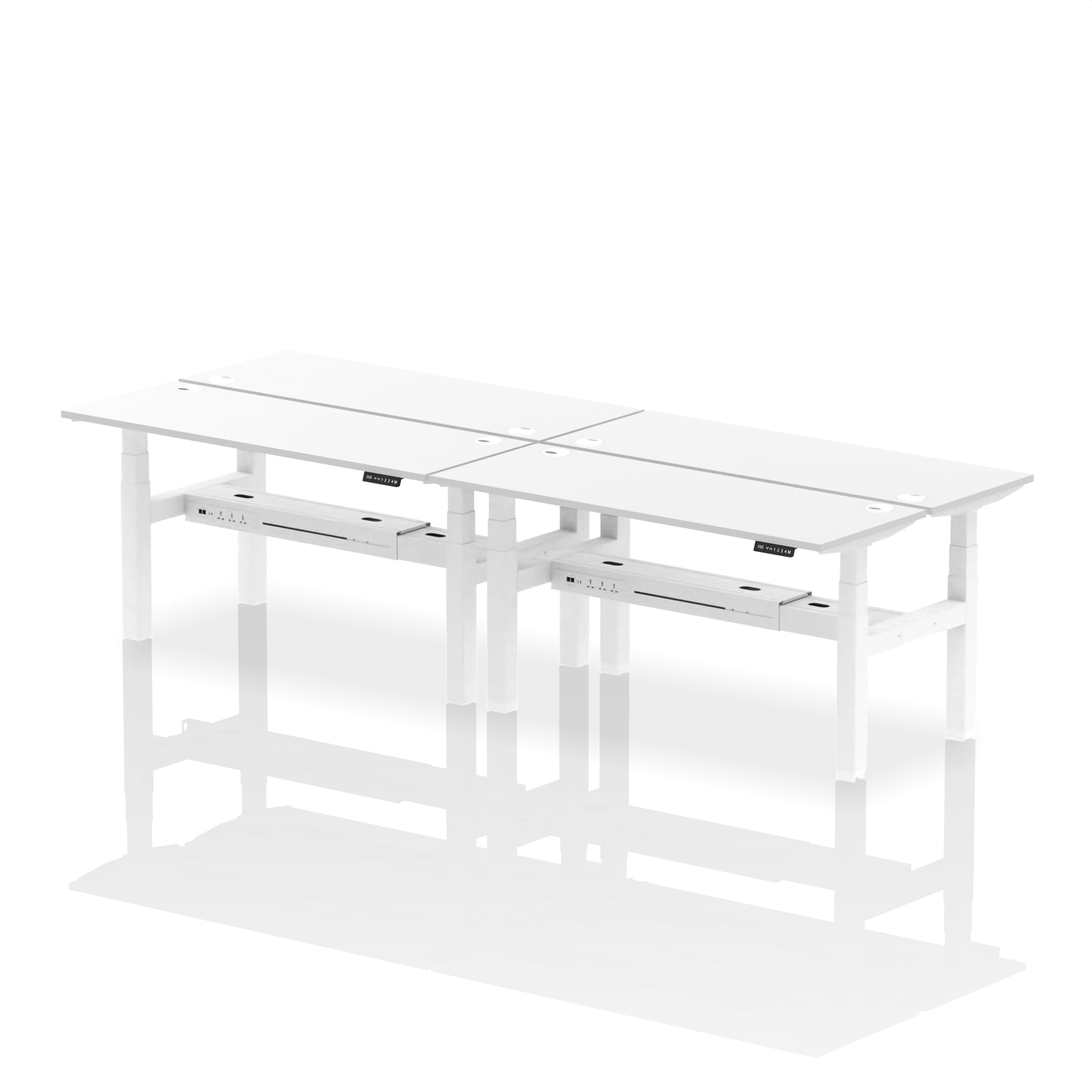Air Back-to-Back Slimline Height Adjustable Bench Desk - 4 Person dynamic  Desk Top  White Width 160cm
