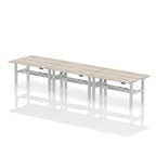 Air Back-to-Back Slimline Height Adjustable Bench Desk - 6 Person dynamic  Desk Top  Grey Oak Width 160cm
