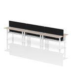 Air Back-to-Back Height Adjustable Bench Desk - 6 Person Black Screen dynamic  Desk Top  Grey Oak Width 160cm