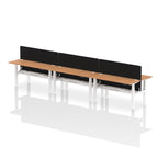 Air Back-to-Back Height Adjustable Bench Desk - 6 Person Black Screen dynamic  Desk Top  Oak Width 160cm