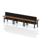 Air Back-to-Back Height Adjustable Bench Desk - 6 Person Black Screen dynamic  Desk Top  Walnut Width 160cm