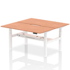 Air Back-to-Back Scalloped Edge Height Adjustable Bench Desk - 2 Person dynamic  Desk Top  Beech Width 160cm