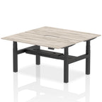 Air Back-to-Back Scalloped Edge Height Adjustable Bench Desk - 2 Person dynamic  Desk Top  Grey Oak Width 160cm