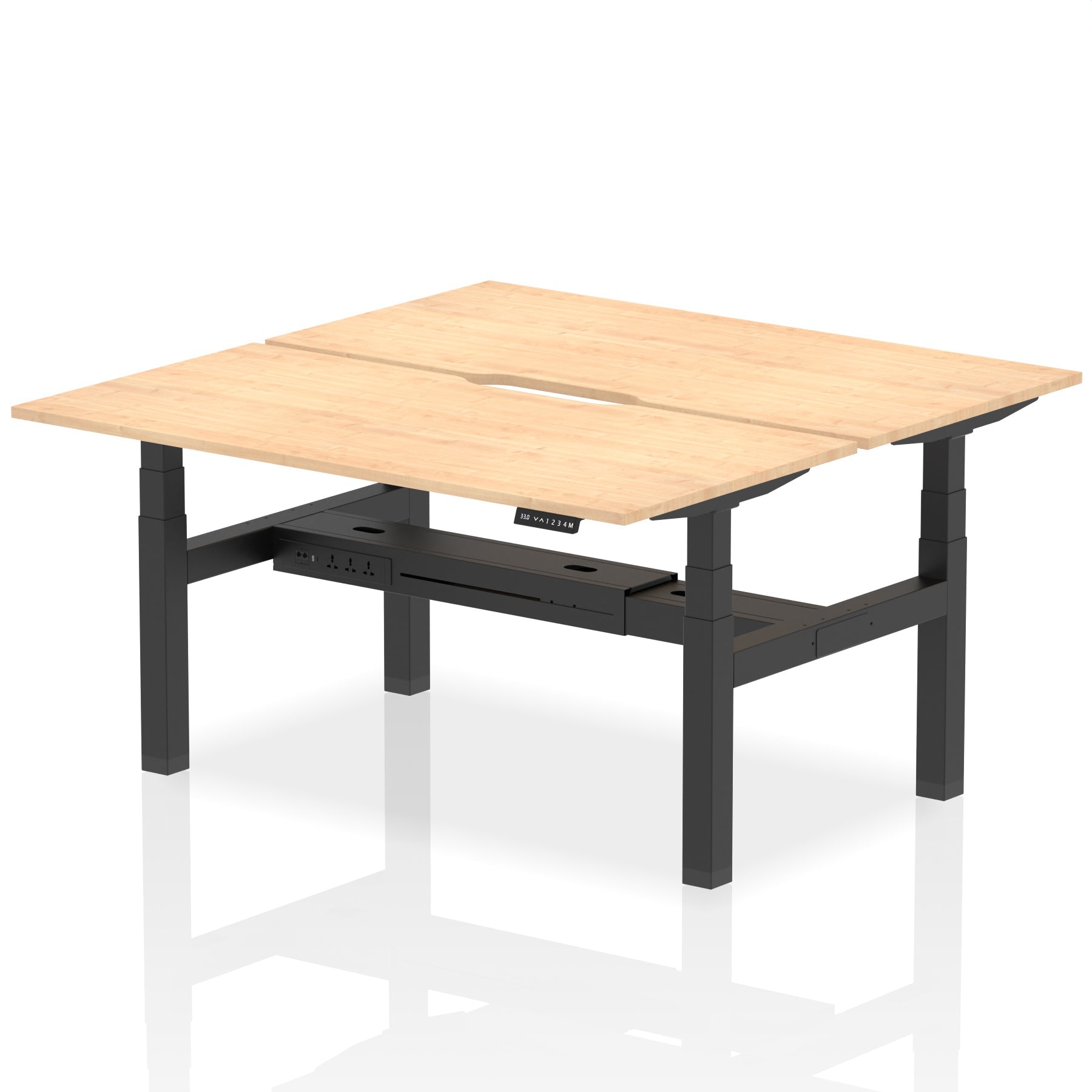 Air Back-to-Back Scalloped Edge Height Adjustable Bench Desk - 2 Person dynamic  Desk Top  Maple Width 160cm