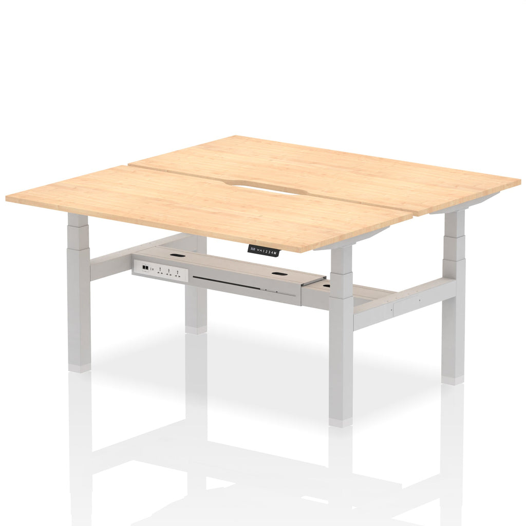 Air Back-to-Back Scalloped Edge Height Adjustable Bench Desk - 2 Person dynamic  Desk Top  Maple Width 160cm