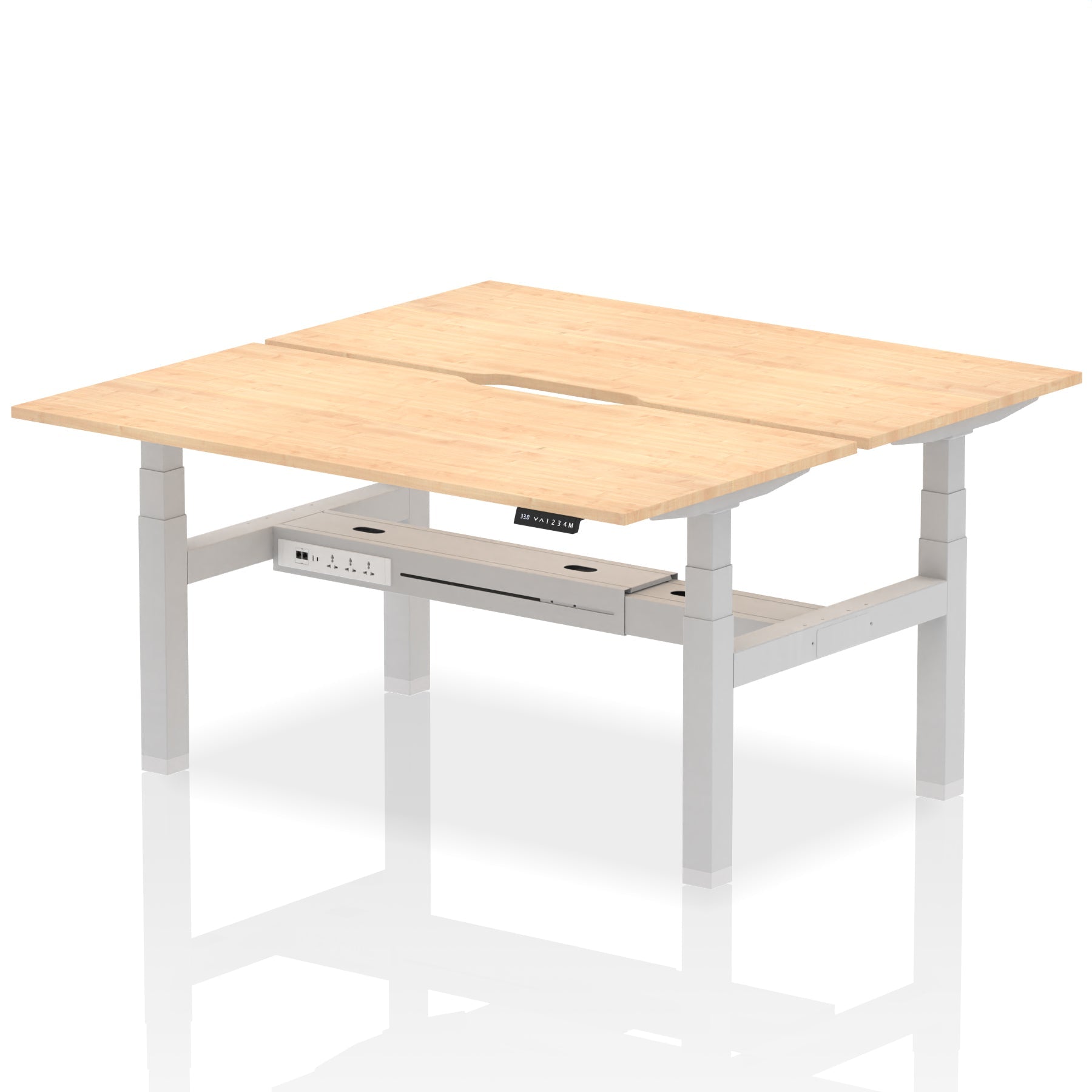 Air Back-to-Back Scalloped Edge Height Adjustable Bench Desk - 2 Person dynamic  Desk Top  Maple Width 160cm