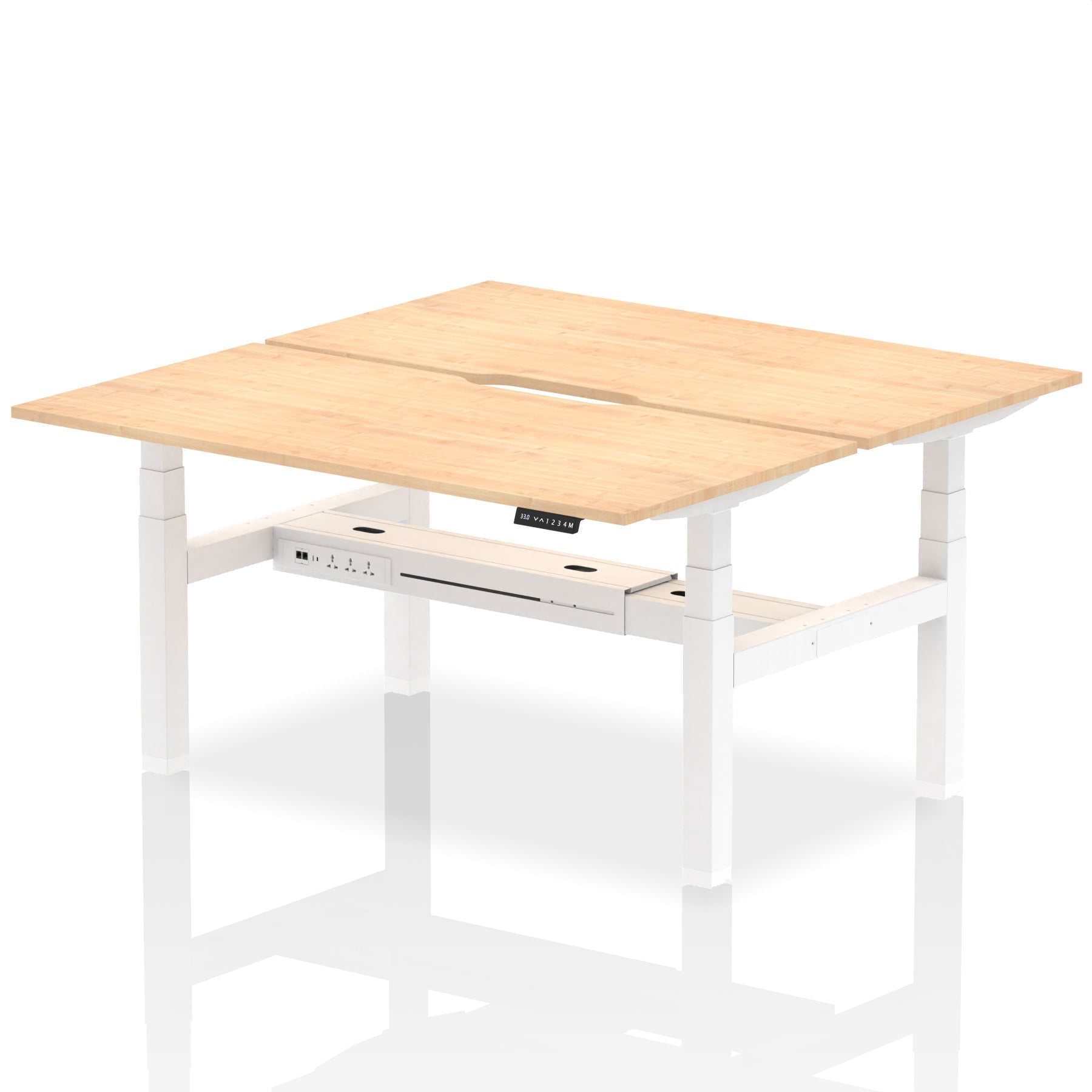 Air Back-to-Back Scalloped Edge Height Adjustable Bench Desk - 2 Person dynamic  Desk Top  Maple Width 160cm
