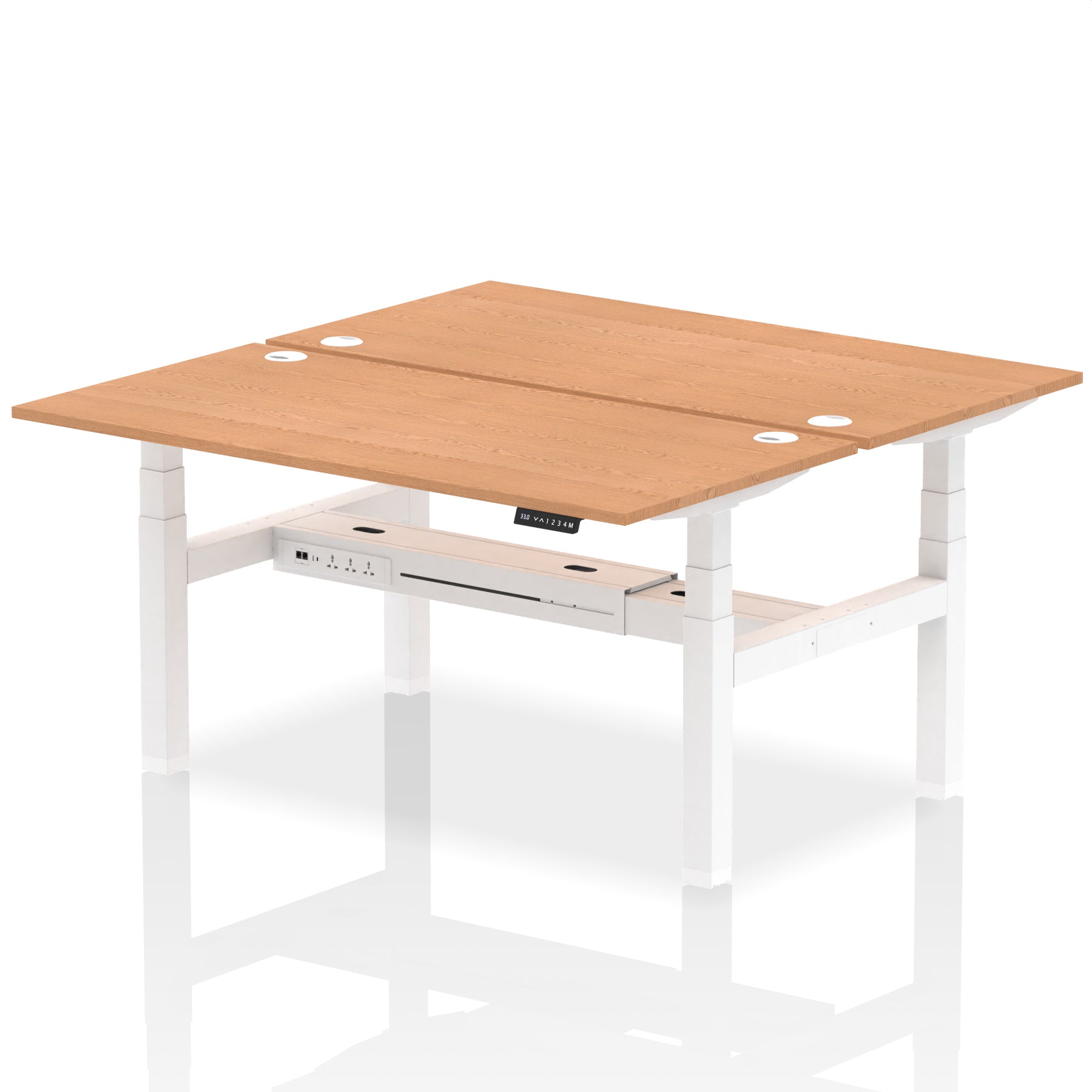 Air Back-to-Back Height Adjustable Bench Desk - 2 Person dynamic  Desk Top  Oak Width 160cm