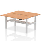 Air Back-to-Back Scalloped Edge Height Adjustable Bench Desk - 2 Person dynamic  Desk Top  Oak Width 160cm