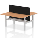 Air Back-to-Back curve Edge Height Adjustable Bench Desk - 2 Person Black Screen dynamic  Desk Top  Oak Width 160cm