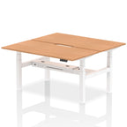 Air Back-to-Back Scalloped Edge Height Adjustable Bench Desk - 2 Person dynamic  Desk Top  Oak Width 160cm