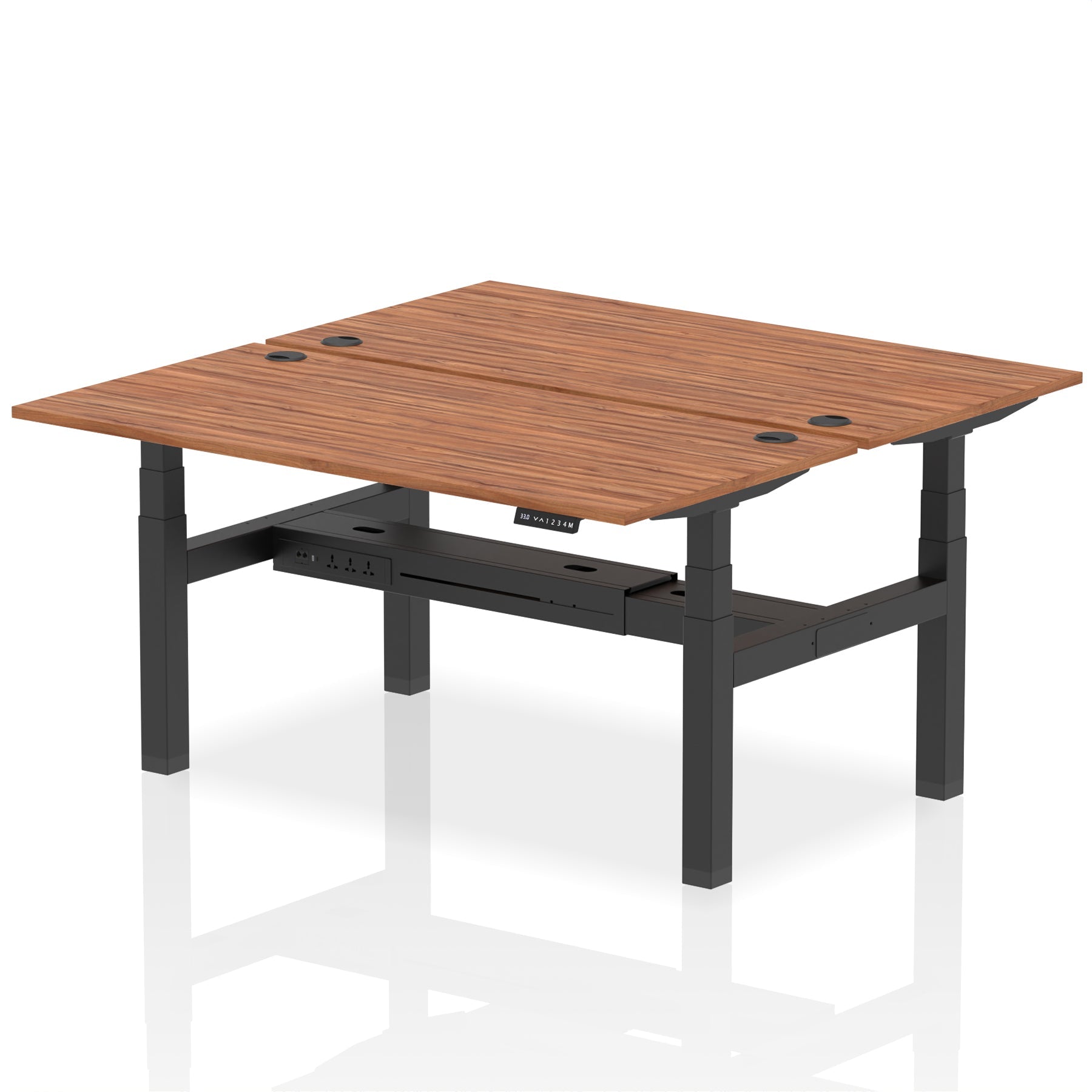 Air Back-to-Back Height Adjustable Bench Desk - 2 Person dynamic  Desk Top  Walnut Width 160cm