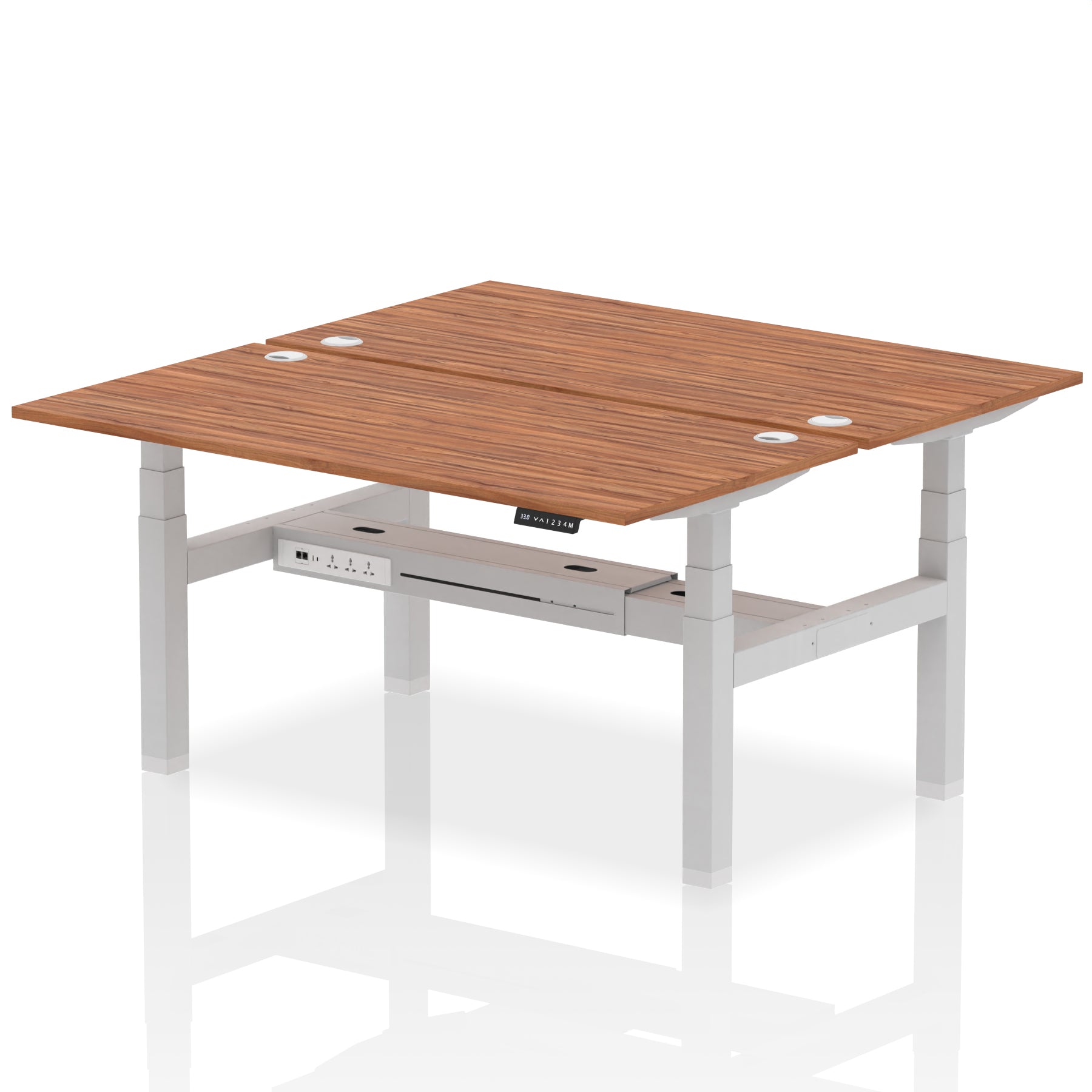 Air Back-to-Back Height Adjustable Bench Desk - 2 Person dynamic  Desk Top  Walnut Width 160cm