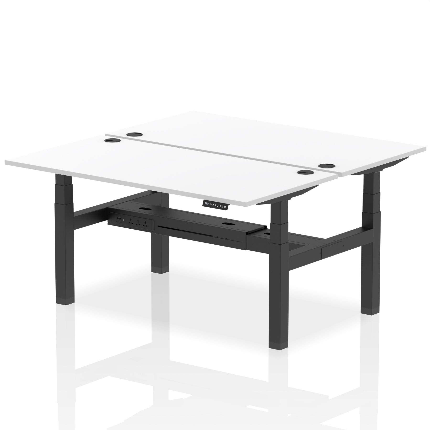Air Back-to-Back Height Adjustable Bench Desk - 2 Person dynamic  Desk Top  White Width 160cm